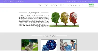 اسکرین شات سایت کلینیک کاردرمانی امید | توانبخشی عصبی سکته مغزی پارکینسون ام اس عدم تعادل فوبیا - تحلیل رتبه و سئو