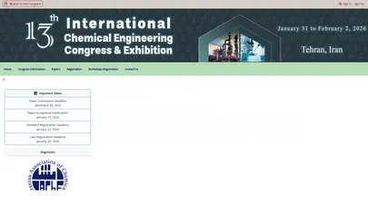 اسکرین شات سایت 13th International Chemical Engineering Congress & Exhibition - تحلیل رتبه و سئو