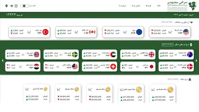 اسکرین شات سایت صرافی مجتهدی - نرخ لحظه‌ای ارز و سکه - تحلیل رتبه و سئو